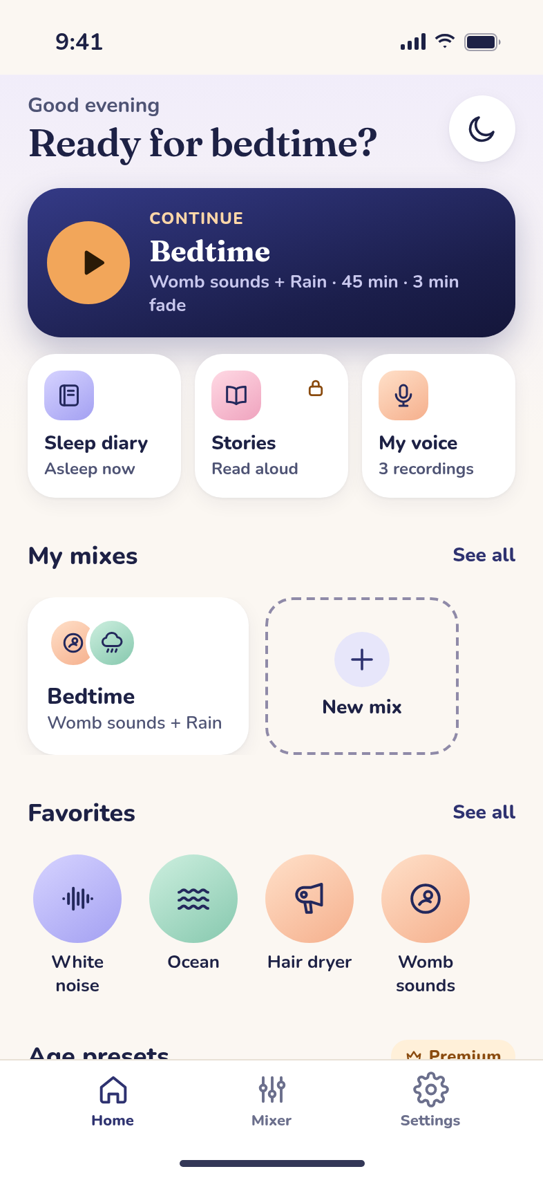 Home screen with the Continue button